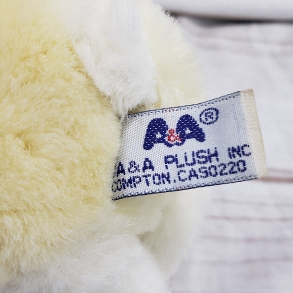 A&A Teddy Bear Plush White Yellow Angel Heaven Sent Heart Stuffed Satin 6 Inch - Picture 7 of 9